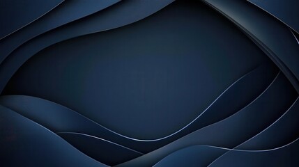 Poster - Dark Blue Abstract Waves Background with Smooth Textures and Depth
