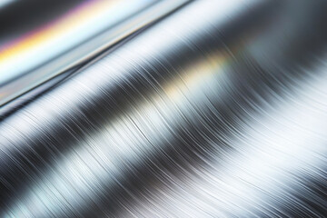 Poster - Detailed titanium surface captures smooth gray tones with subtle rainbow reflections creating an elegant texture