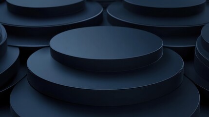 Poster - Abstract Dark Geometric Shapes in Layered Circular Arrangement
