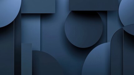 Poster - Dark Blue Geometric Shapes with Different Textures and Shadows