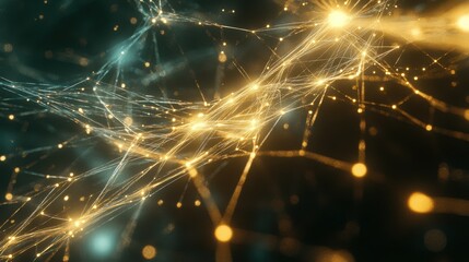 Wall Mural - Abstract Light Connections and Networks in Dark Background Scene
