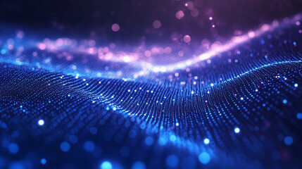 Poster - Colorful pattern of hundreds of light dots creates a captivating visual experience in a dynamic wave formation at nighttime. Generative AI