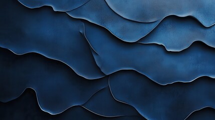 Poster - Abstract Blue Textures with Layered Waves and Smooth Curves