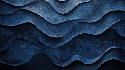 Poster - Abstract Textured Waves in Deep Blue Tones for Creative Use