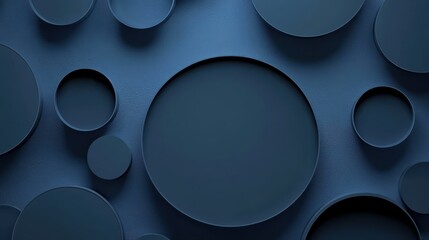 Poster - Abstract Blue Circles on Dark Surface Creating Modern Texture Design