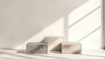 Poster - Modern Minimalistic Display with Concrete Blocks and Soft Shadows