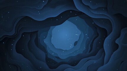 Wall Mural - Abstract Dark Blue Waves with Stars in a Cosmic Background