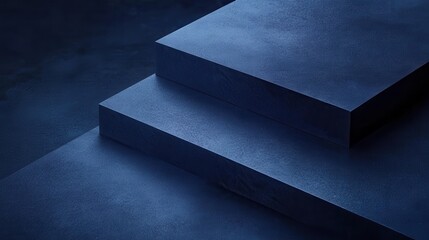 Poster - Abstract Dark Staircase with Textured Step Surfaces and Shadows