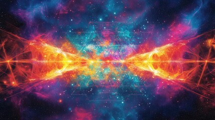 Wall Mural - Colorful Cosmic Explosion with Bright Light and Starry Background
