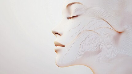 Aufkleber - Silhouette of a womans face highlighted by golden ratio lines representing beauty and proportion in design. Generative AI