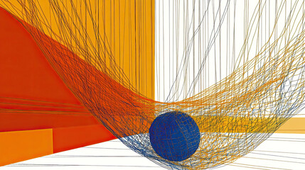 Poster - Conceptual Exploration of Tension With a Net and Abstract Shape Falling Through Dimensions