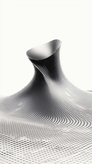 Poster - Delicate Interplay of Form and Space in a Minimalist Line Drawing of a Net and Abstract Object