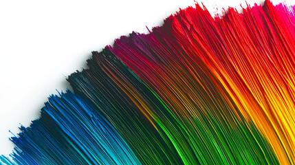 Poster - Vibrant Rainbow Brush Stroke Creating a Colorful Arc on a Pristine White Canvas