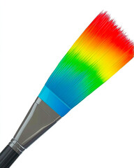 Poster - Vibrant Paintbrush Stroke Creates a Rainbow on a Blank Canvas Invoking Creativity and Joy