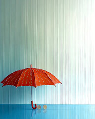 Poster - Bright Orange Umbrella Provides Shelter to Unique Treasures on Tranquil Blue Surface