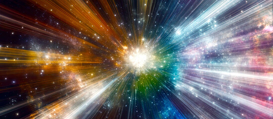 Poster - Exploring the Cosmic Explosion of Light and Color With Radiant Stars and Vibrant Hues