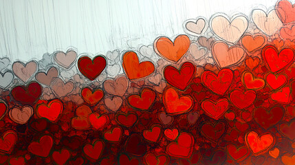 Poster - Drawing a Retro Background Filled With a Colorful Hearts Transition Effect in a Whimsical Style