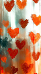Poster - Creative Retro Background With Hearts Transition Effect in Vibrant Warm Tones