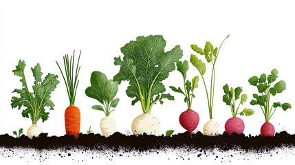 Poster - Vibrant and Modern Spring Garden Showcasing Colorful Vegetables With a Fresh and Fun Aesthetic
