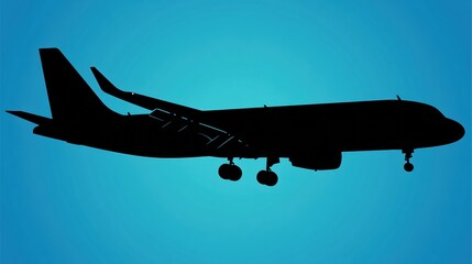 Poster - Silhouette of an airplane soaring through a bright blue sky at dusk showcasing elegant and clean lines of flight. Generative AI