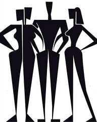 Poster - Various Silhouetted Figures Embodying Diversity and Connection in Striking Shapes