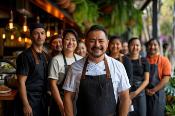 Wall Mural - Confident Multi-Ethnic Restaurant Team