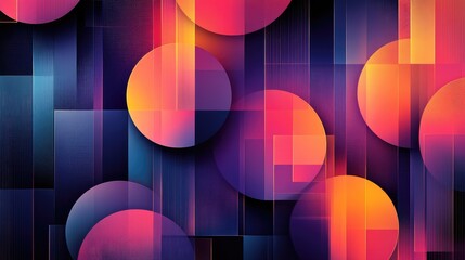 Poster - Dynamic Overlapping Geometric Shapes with Gradient Fills in Vibrant Color Palette for Creative Design and Artistic Projects