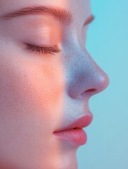Poster - Two contrasting faces showcase aging and youthfulness in a striking visual representation of time and beauty. Generative AI