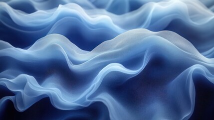 Poster - Blue fabric waves, dark background, texture, design