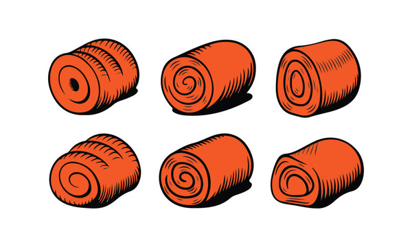 Colorful Orange Rolled Objects Vector Illustration Stylish Art Design for Your Projects