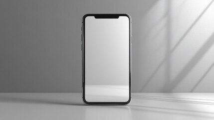 Poster - Minimalist smartphone on a sleek surface with shadows