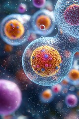 Wall Mural - detailed 3d rendering of human cells in a scientific environment