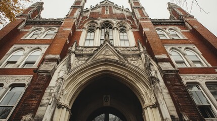 Poster - Majestic Brick Building Architectural Details Entrance