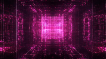 Poster - Abstract Pink Digital Space Tunnel Visualization