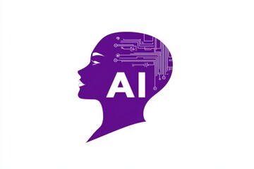 Aufkleber - Artificial intelligence concept with a futuristic head and electronic circuits