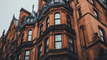 Poster - Majestic Brownstone Building Architectural Detail