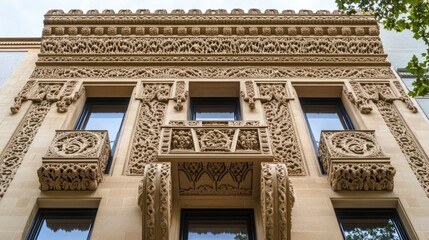 Poster - Ornate Building Facade with Intricate Stone Carvings