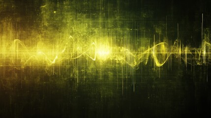 Poster - Abstract Glowing Yellow Waveform Digital Art