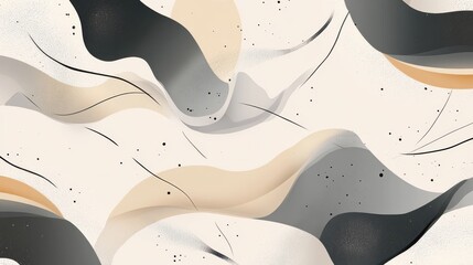 Poster - Abstract background with beige and gray shapes and black lines.