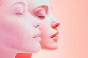 Poster - Youth and age are contrasted in two side by side faces showcasing visible aging and smooth skin. Generative AI