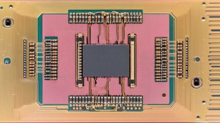 Poster - Closeup view of a circuit board integrated chip
