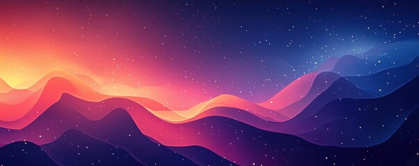 Wall Mural - Vibrant digital waves in a colorful flowing abstract space background