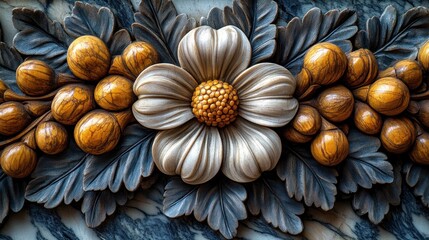 Canvas Print - Carved floral marble church detail