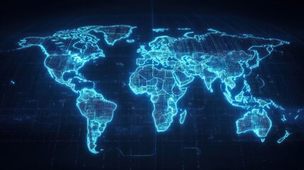 Aufkleber - Global Network Digital World Map Visualization