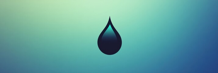 Fototapete - Water droplet silhouette on a smooth gradient background with a calming effect and minimalistic design. Generative AI