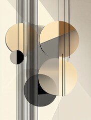 Poster - Abstract background with beige and gray shapes and black lines.