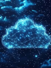 Poster - cloud technology network for data storage, transfer and security.