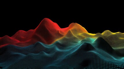 Poster - Abstract Colorful Gridded Mountain Range Landscape