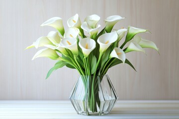 Poster - White Calla Lilies in a Geometric Glass Vase