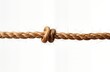 © miss irine - Close-up shot of light brown rope with knot in middle. Natural material. Simple design. Used for many decorative purposes. Natural, rustic style. Perfect for design projects. Good quality image.